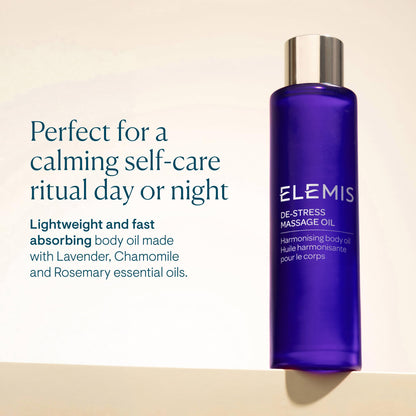 ELEMIS De-Stress Massage Oil | Harmonizing Oil Deeply Nourishes, Relaxes, and Calms the Body and Mind with a Blend of Essential Oils, 3.3 Fl Oz