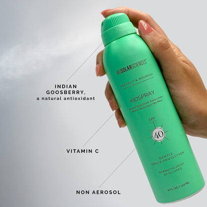 MDSolarSciences KidSpray SPF 40 | Water-Resistant, Broad-Spectrum Sunscreen Spray for Kids | Infused with Indian Gooseberry, Vitamin C & Antioxidants | Non-Aerosol | Safe for Sensitive Skin (6 Fl Oz)
