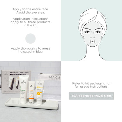 IMAGE Skincare, Ready Set Discover, 3-Piece Travel Ready Skin Care Kit, with Face Wash, Serum, and Moisturizer