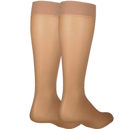 NuVein Sheer Compression Stockings for Women, 8-15 mmHg Support, Light Denier, Knee High, Closed Toe, Beige, 2X-Large