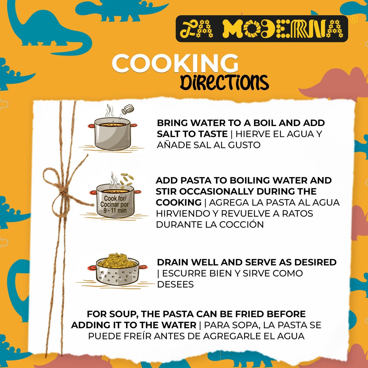 LA MODERNA, Kids Dinosaur Pasta, 7.05 oz (Pack of 1) - Made with Durum Wheat Semolina | Fun Shapes for Kids | Enriched with Iron & B Vitamins | Non-GMO | Kosher | Quick Family Meal