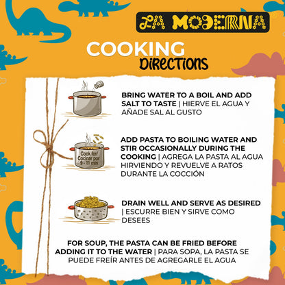 LA MODERNA, Kids Dinosaur Pasta, 7.05 oz (Pack of 1) - Made with Durum Wheat Semolina | Fun Shapes for Kids | Enriched with Iron & B Vitamins | Non-GMO | Kosher | Quick Family Meal