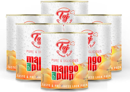 TAJ Kesar Mango Pulp Puree 6-Pack | Great for Lassi Shake | 30-Ounce (850g)