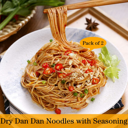 JTEDZI 2Pack Sichuan Dandan Noodles Dry, Chinese Style Dan Dan Noodles with Spicy Sauce, Non-Fried Szechuan Style Dan Dan Noodle Asian Healthy Noodles, 担担面 (Pack of 2)