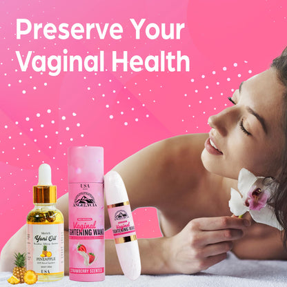 ANGELYCIA Ultimate Feminine Rejuvenation Combo, Virginity Wand Strawberry and Feminine Yoni Detox Oil Pineapple, Vaginal Tightening Solution, Restores pH Balance for Women,