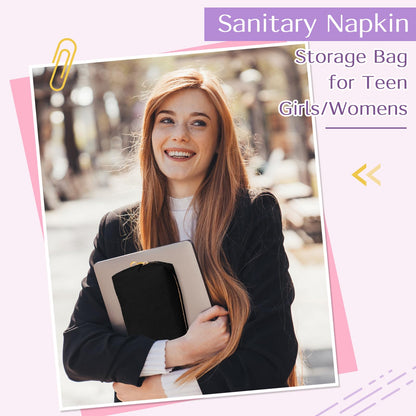 Tampon Holder for Purse, Corduroy Period Bag Sanitary Napkin Storage Bag for Girls Womens, Portable Feminine Emergency Pad Period Pouch(Black)