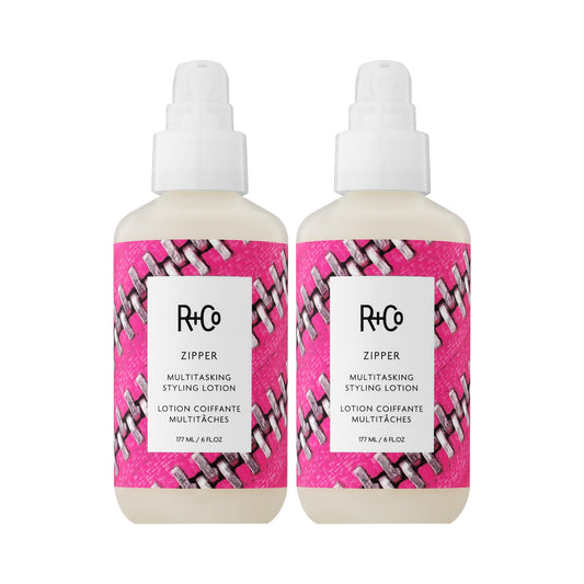R+Co Zipper Multitasking Styling Lotion | Adds Shine + Flexible Hold + Fights Frizz | Vegan + Cruelty-Free | 6 Oz