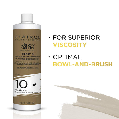 Clairol Professional Crème Permanente 10 Volume Hair Developers, 16 oz. | For Coloring, Lightening & Lifting with Deep Conditioning Formula | Packaging May Vary