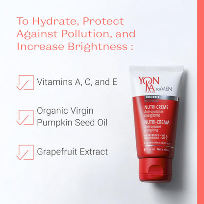 Yon-Ka Men’s Nutri-Crème | Hydrating Gel Cream Moisturizer | With Olive Oil, Pumpkin Seed Oil & Vitamins A, C & E | Helps Energize Skin & Protect from Environmental Stressors | 1.7 fl oz