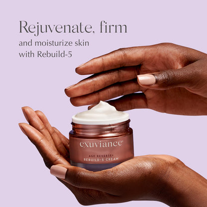 EXUVIANCE AGE REVERSE+ Anti Aging Skin Care Set - Mini Starter Kit Includes: Exfoliating Face Wash, Anti-Wrinkle Serum, Brightening Eye Contour, Firming Face Cream, for Wrinkles and Fine Lines - 4 ct