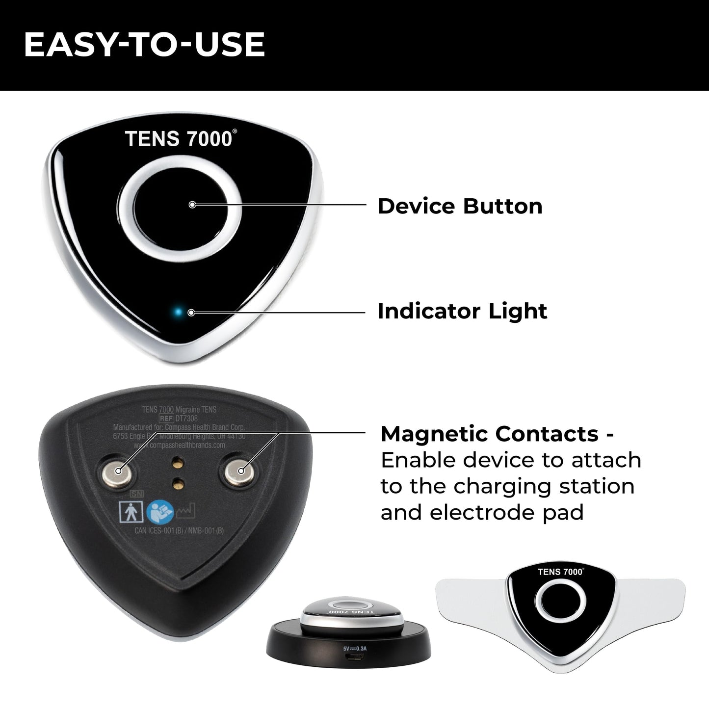 TENS 7000 Migraine Relief Device, Migraine Relief Wearable for Migraines and Migraña, Drug-Free Pain Relief Product