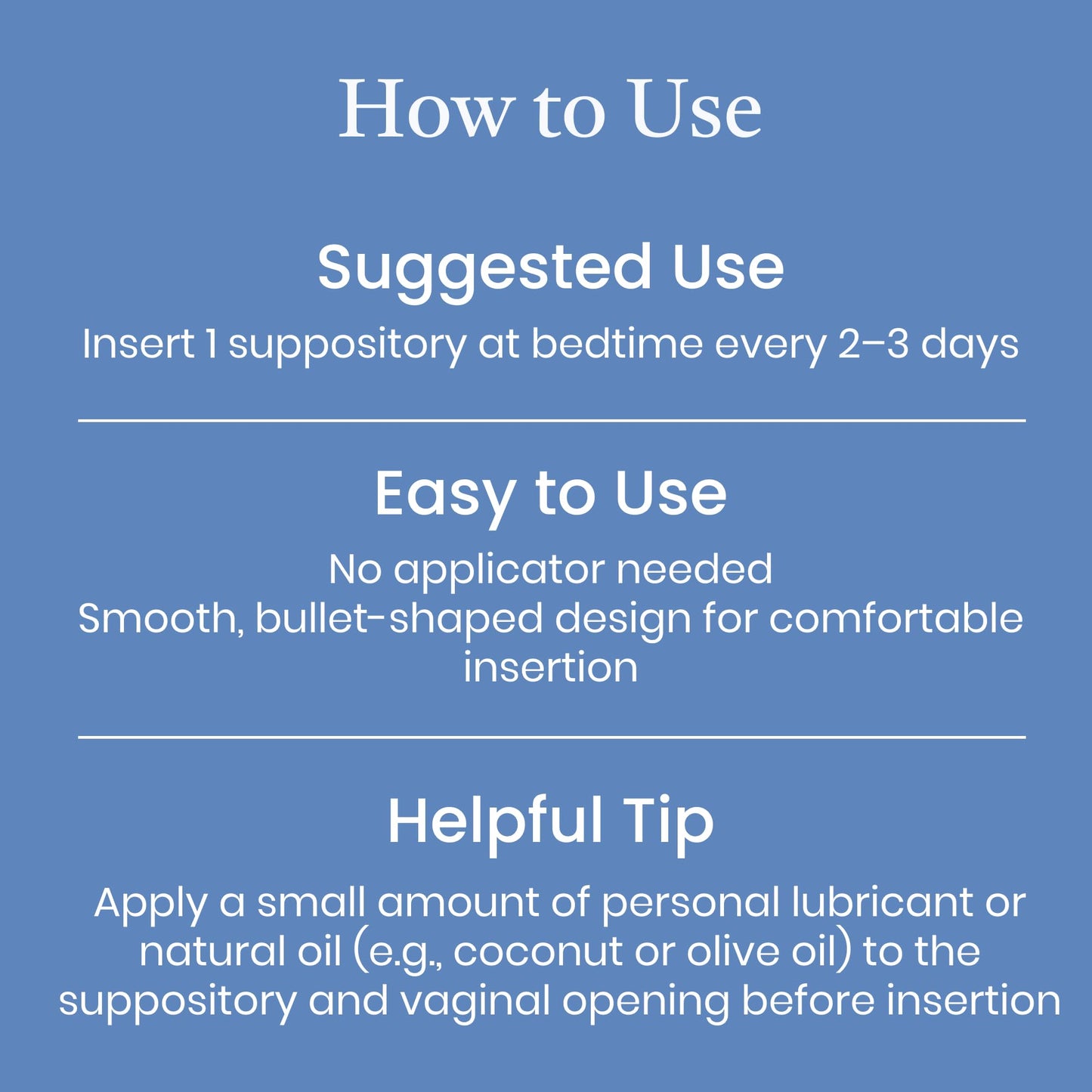 NewLife Naturals Hyaluronic Acid Vaginal Suppositories for Women 5 MG - Vaginal Moisturizer Hydration Moisture Support, Menopause - 12 HA Inserts- 30 Day Supply USA