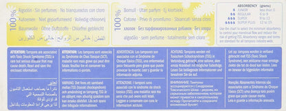 Natrcare Tampons Non-Applicator Regular 20 Ct, Set of 4