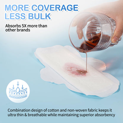Radiant Feminine Pads for Women,Pads with Wings, Extra Heavy Absorbency, Unscented Overnight and Extra Overnight x5