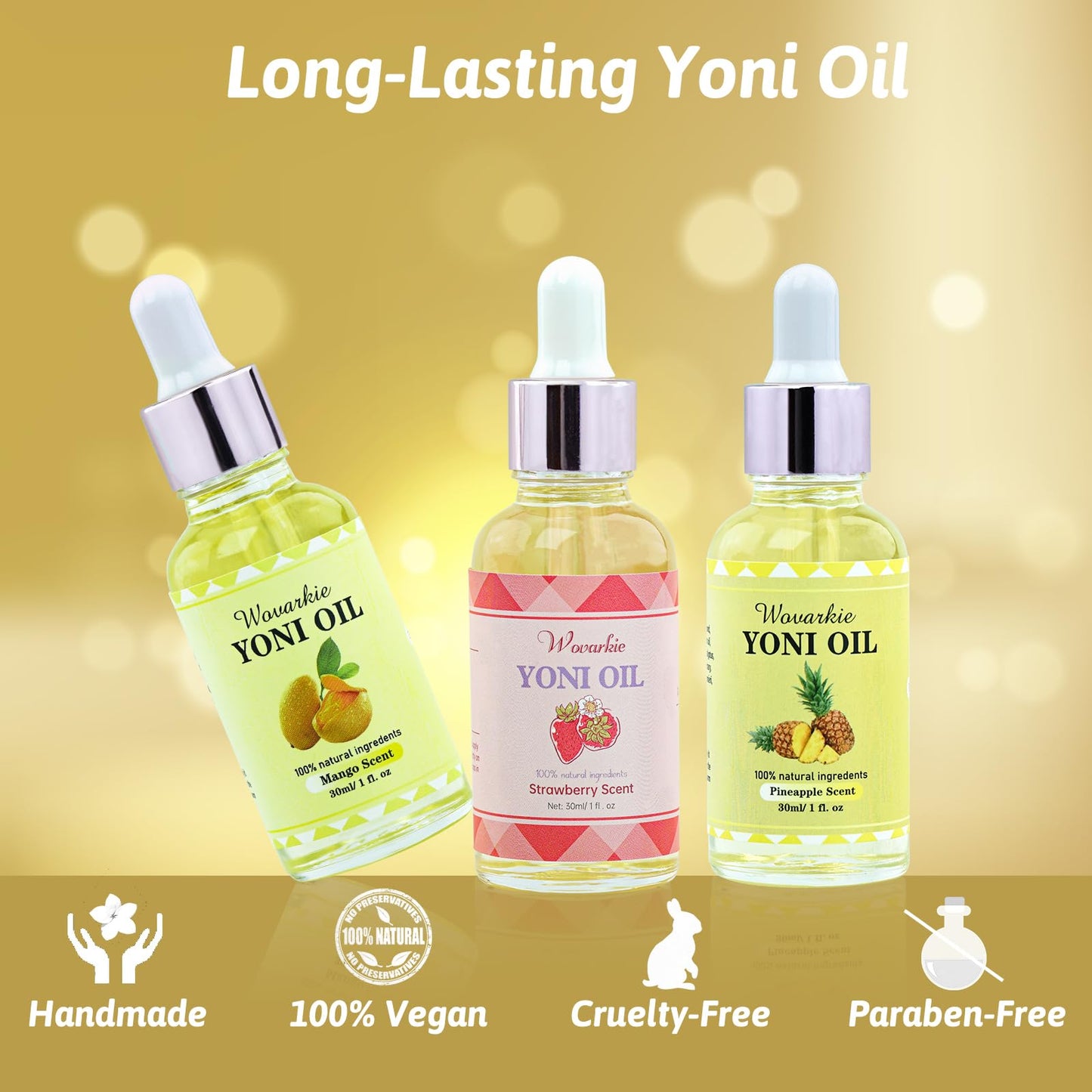 3 Packs Yoni Oil for Women, 100% Natural Feminine Oil Intimate Deodorant for Women, Eliminates Odor and Ph Balanced, Feminine Serum Made with Pure Natural Essential Oils (1 fl oz/30 ml)