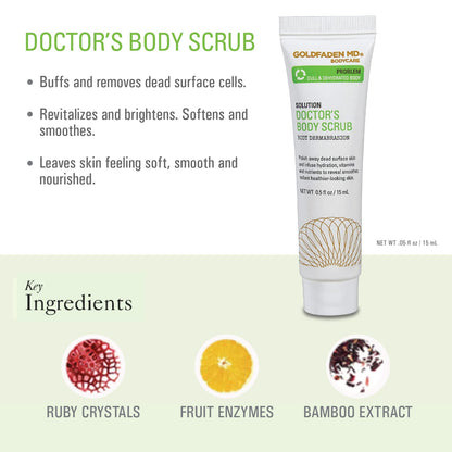 Goldfaden MD Doctor's Body Scrub Microdermabrasion w/Ruby Crystals, Bamboo Extract & Fruit Enzymes & Antioxidant-Rich Red Buffs | TRIAL .5 Fl Oz