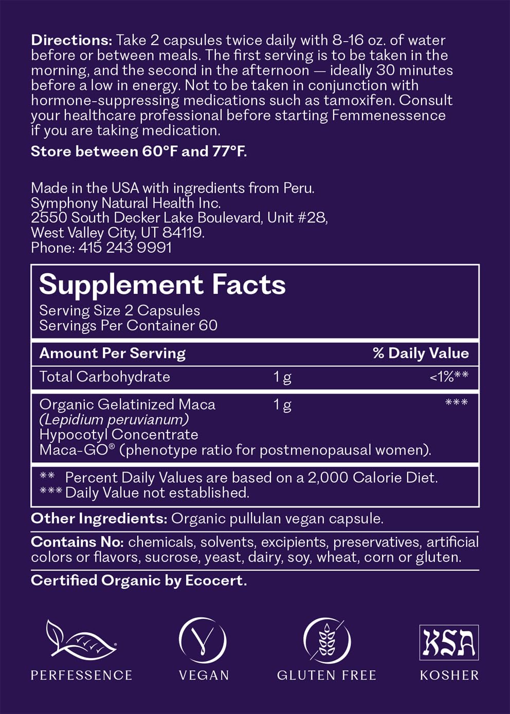 Femmenessence® MacaPause® – Clinically Proven Postmenopausal Organic Vegan Supplement for Natural Hormone Balance, Menopause Symptom Relief, Bone & Heart Health (120 Capsules, 30 Day Supply)
