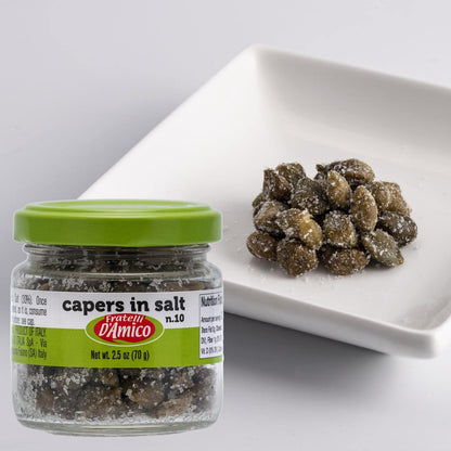 FRATELLI D'AMICO - Capers in Salt, Caperi Sotto Sale, Salted, Non Pareil, 2.5oz (70g)