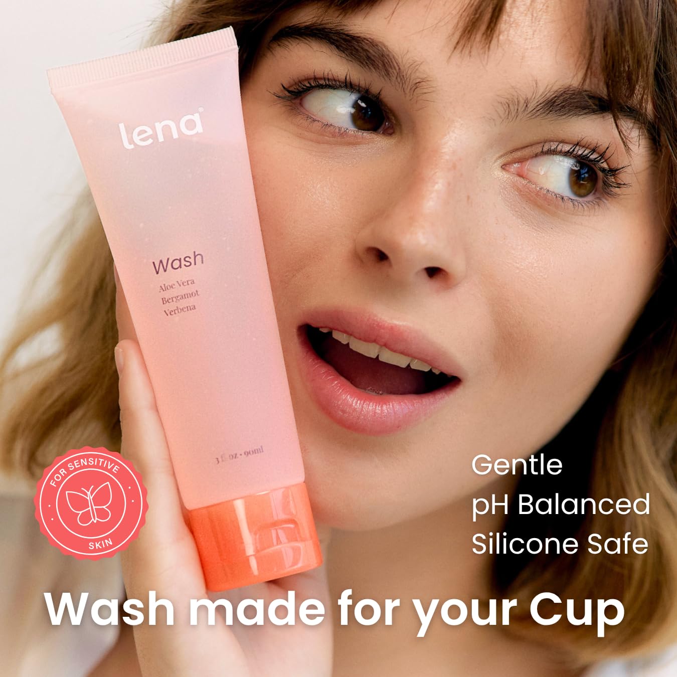 Lena Menstrual Cup Wash – Gentle, pH-Balanced Plant-Based Cleanser for Reusable Cups & Discs – Naturally Scented, TSA-Approved 90ml / 3oz