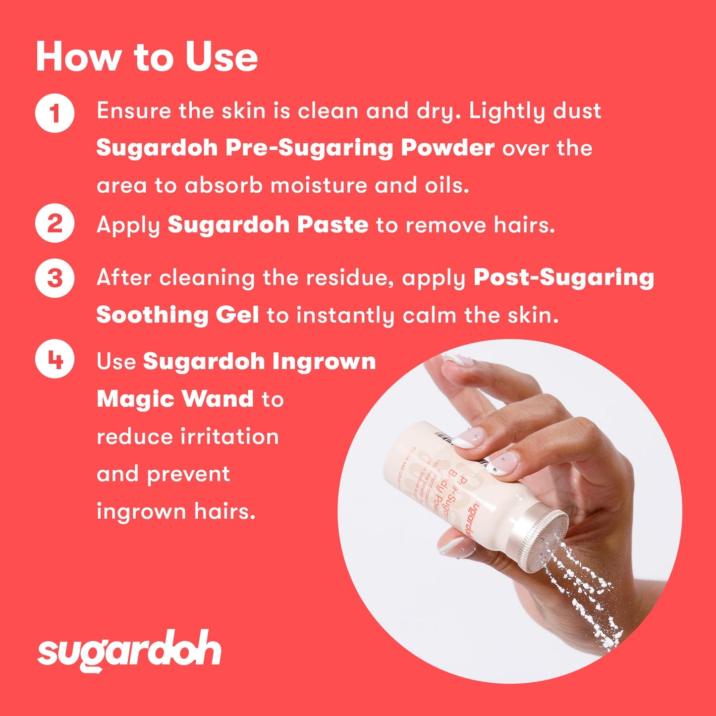 Sugardoh Pre-Wax Body Powder - Plant-Based & Talc-Free, Handmade Skin Prep Powder for Sugar Waxing Kit for Women - Pre-Sugaring Preparation to Absorb Moisture & Oil for Easy Hair Removal - 0.75 oz