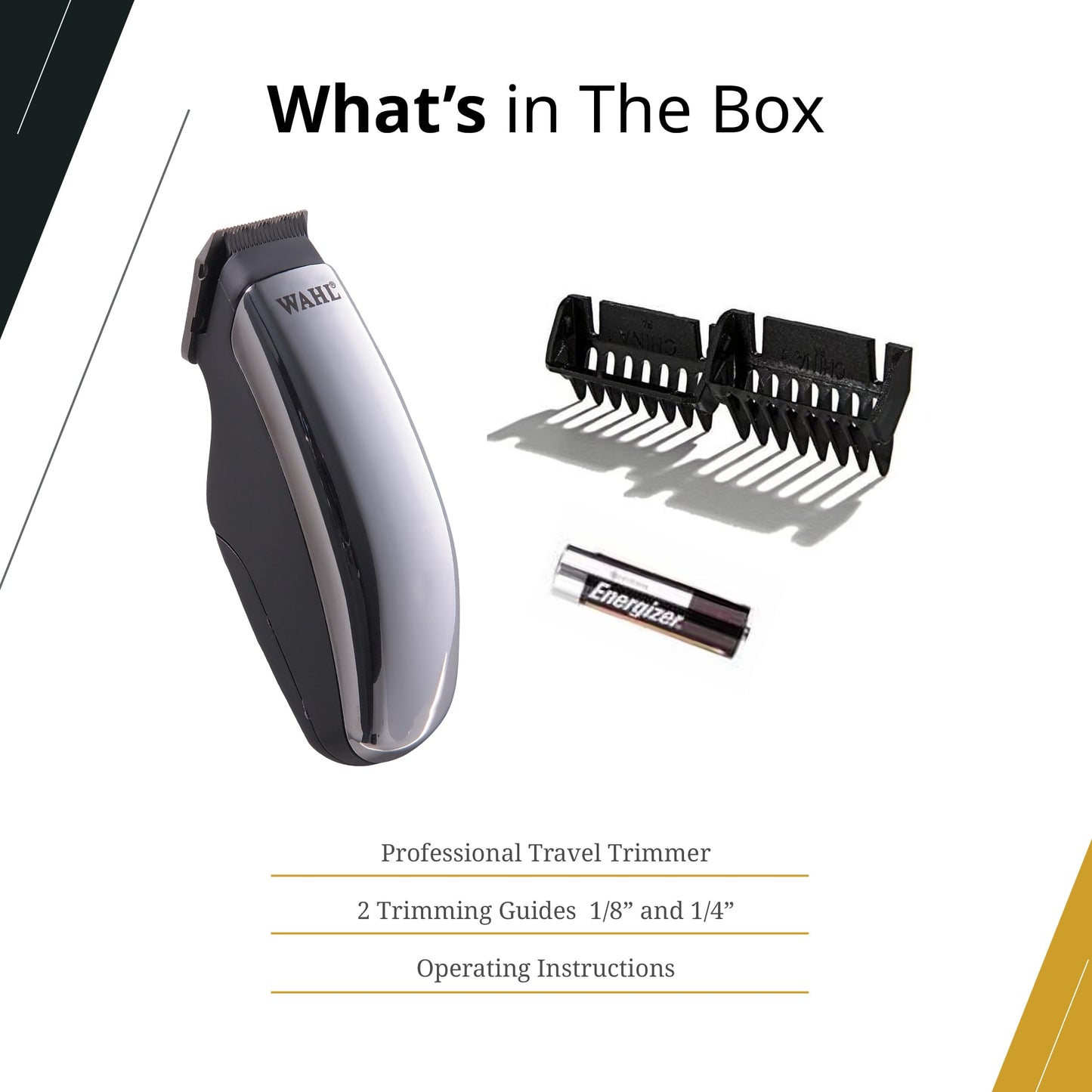 Wahl Professional Half Pint Trimmer, Compact Travel Size, Lightweight, Battery-Operated (AA), Includes 2 Trimming Guides