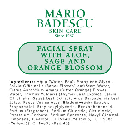 Mario Badescu Facial Spray with Aloe, Sage and Orange Blossom for All Skin Types | Face Mist that Hydrates & Uplifts