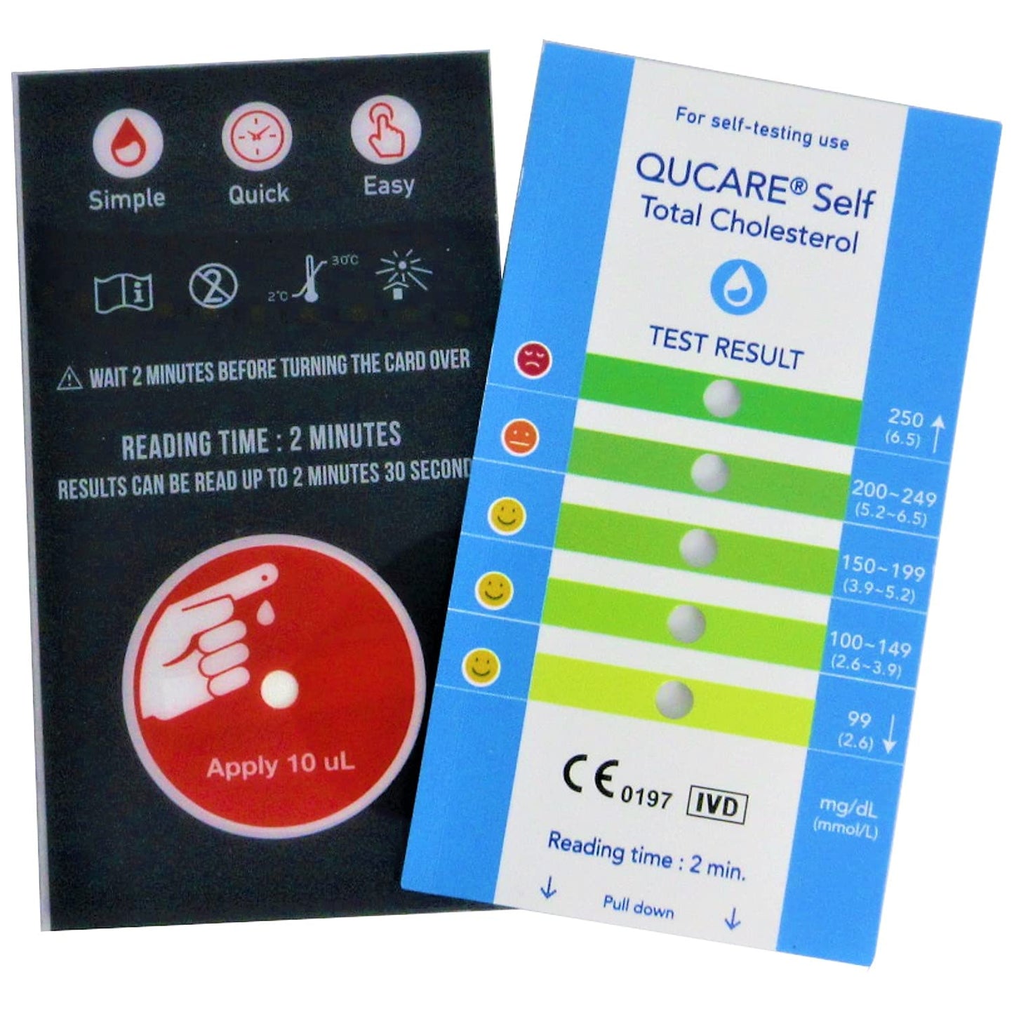 Complete Total Only Cholesterol Test, 2 Tests, Quick, Simple & Easy-to-Use, Clear Easy to Read Results, Detects Cholesterol Levels in Your Blood