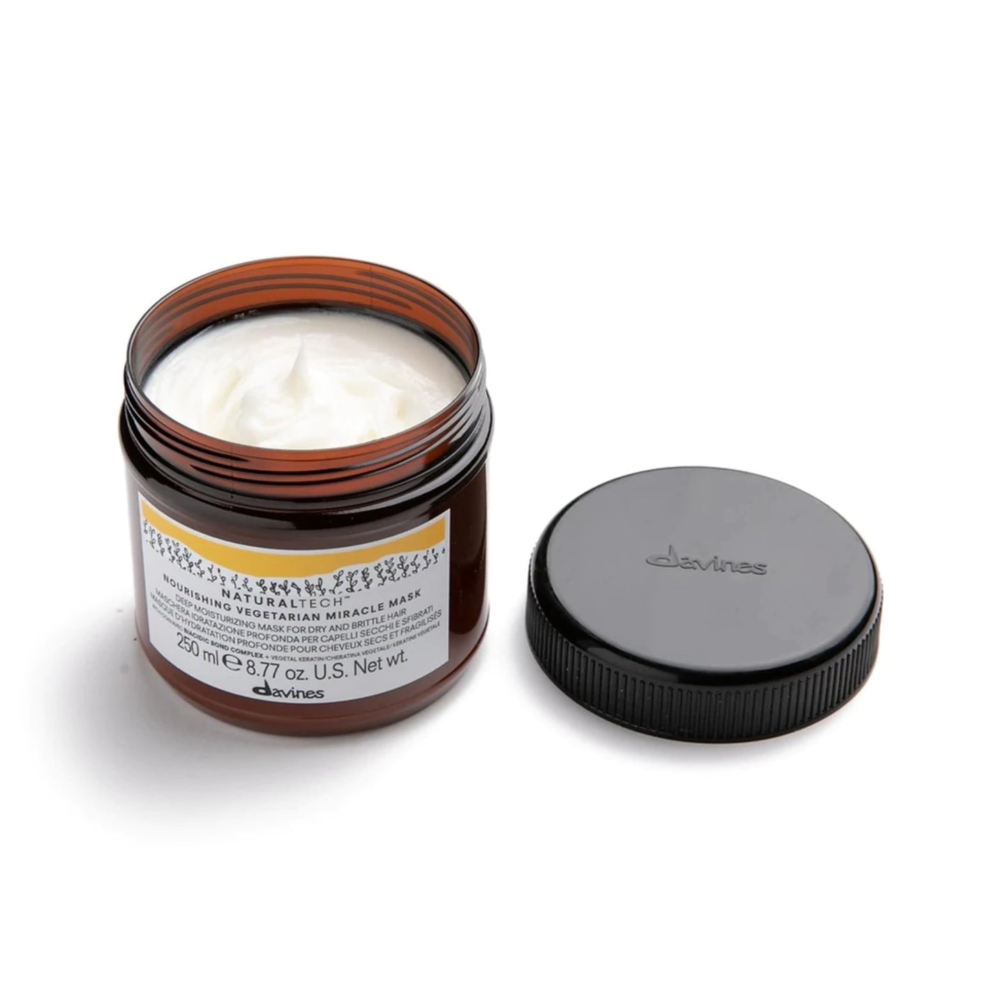 Davines Naturaltech Nourishing Vegetarian Miracle Mask, Restructuring & Hydrating for Dry & Damaged Hair - With Vegetal Keratin - Intense Repair Treatment, 8.45 Fl Oz