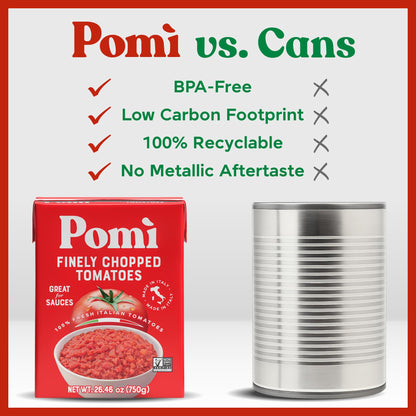 Pomì Finely Chopped Italian Tomatoes 26.46oz (Pack of 12) - 100% Fresh Flavor in BPA-Free Carton - Perfect for Sauces, Pasta, Pizza & More, Non-GMO, Gluten-Free, Clean Eating Canned Alternative
