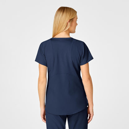 WonderWink W123 Women's Flex Back Stylized V-Neck Scrub Top, Navy, 5X
