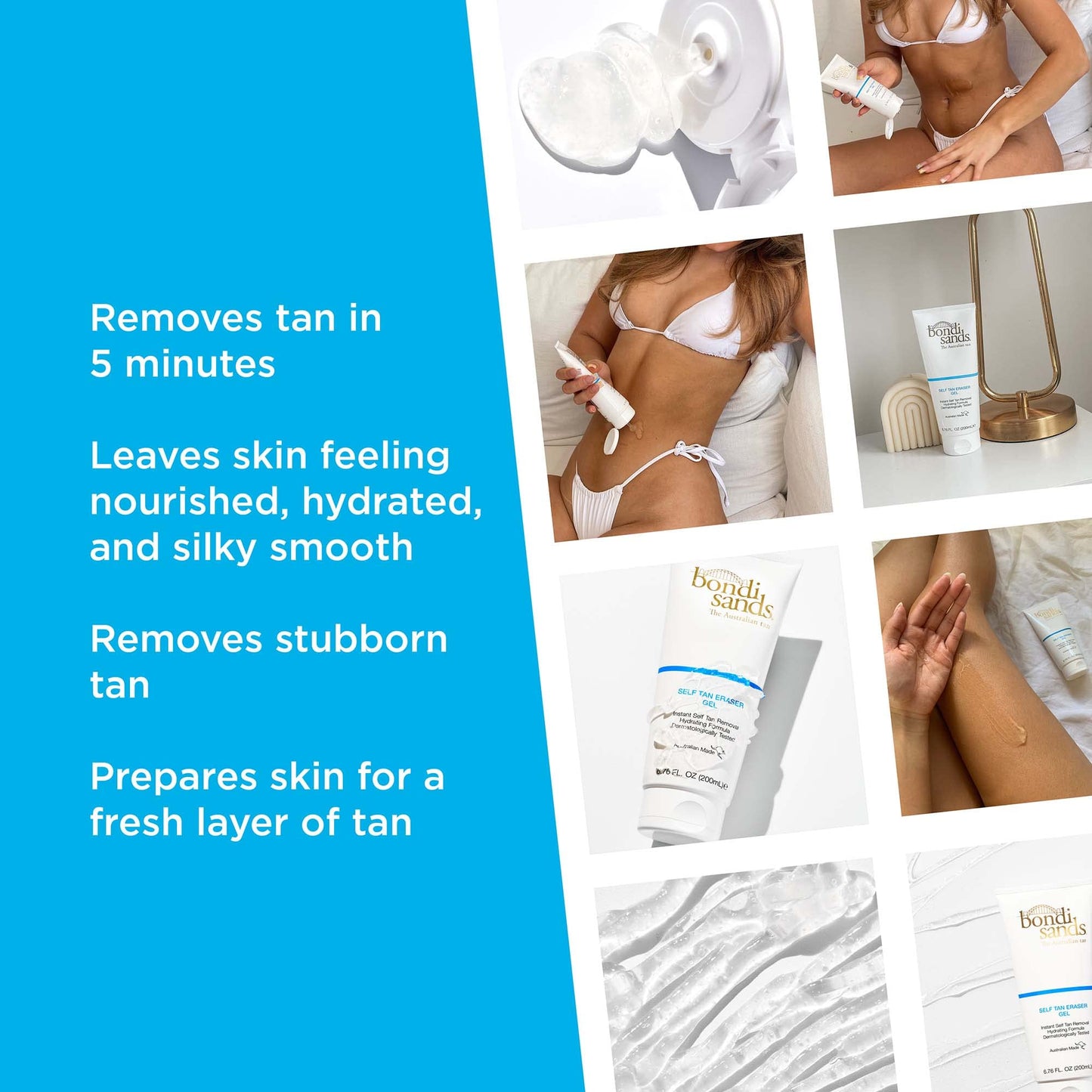 Bondi Sands Self Tan Eraser Gel | Moisturizing, Cleansing, Gentle Formula Effectively Removes Self-Tanner and Soothes Skin | 200 mL, 6.76 oz.