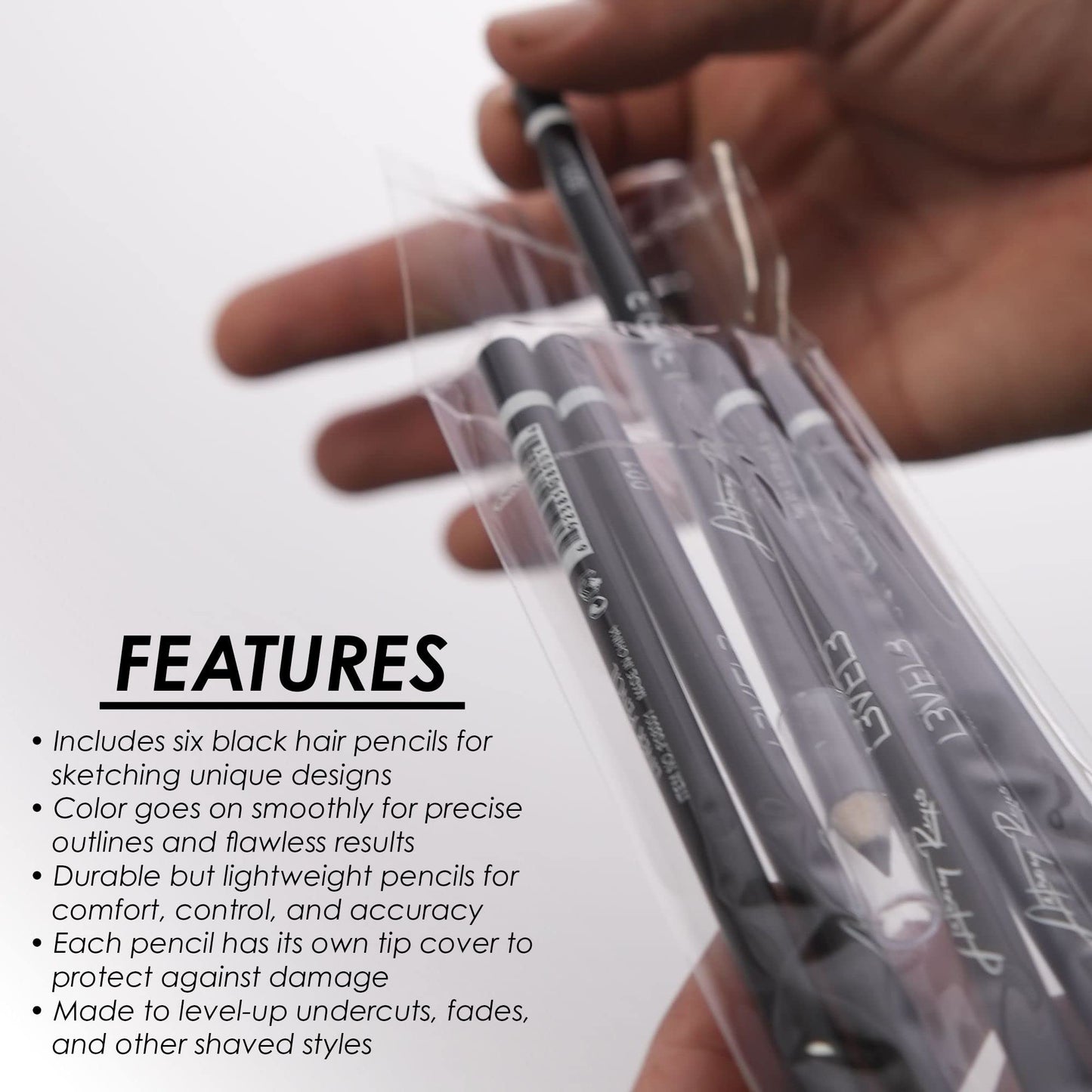 Level 3 Black Liner Pencils - Hair Tattoo and Design Pen - Beard Guide and Razor Trace Pencil