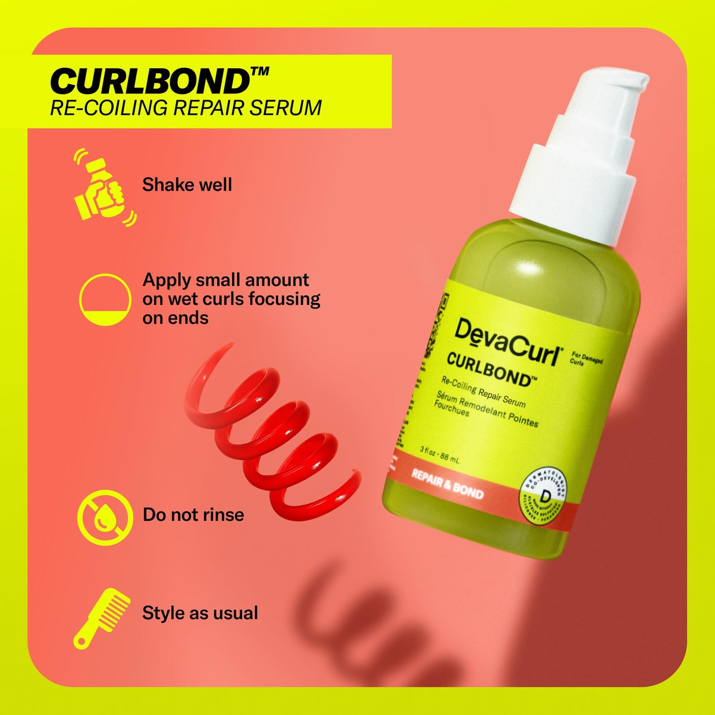 DevaCurl CurlBond™ Re-Coiling Repair Serum, 3 fl. oz.