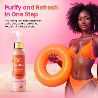 nectHer Purifying Feminine Wash – Hydrating Gelée with Hyaluronic & Boric Acid | pH-Balanced Odor Control | Peppermint Sugar Scent | 7oz