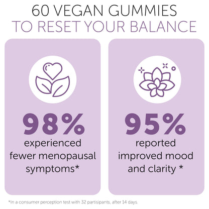 Menopause Supplements for Women | Menopause Gummy Vitamins | Relief for Hot Flashes, Night Sweats & Mood Swings | Helps Sleep Disruptions & Brain Function | 60 Vegan Gummies