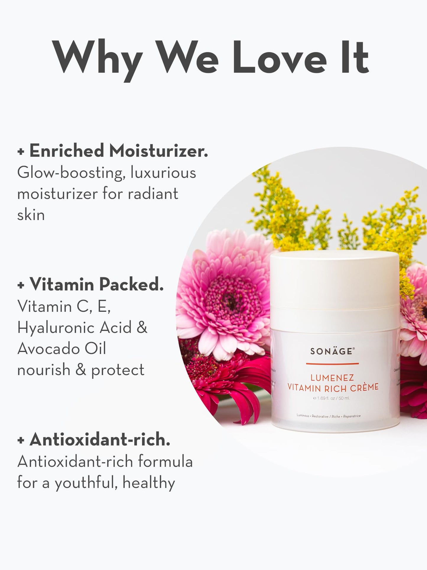 SONAGE Lumenez Vitamin Facial Cream: Daily Restorative Moisturizer with Vitamin C | Hydrating Cream for Dry Skin
