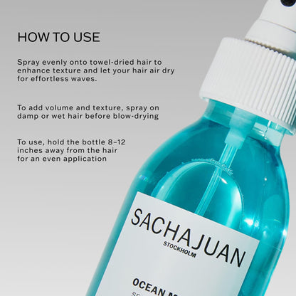 SACHAJUAN Ocean Mist Sea Salt Spray | Professional Texturizing Spray for Effortless Beach Waves | Instant Volume & Body with Matte Finish | Ocean Silk Technology | 5.1 fl oz