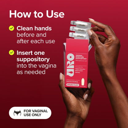 O Positiv URO Vaginal Moisture Hyaluronic Acid Suppository Support Vaginal Hydration, Daily Comfort & Easier Intimacy – 10 Suppositories
