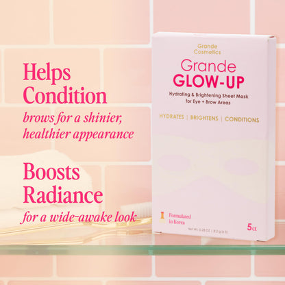 Grande Cosmetics GrandeGLOW Up Sheet Mask Set - for Hydrated, Brighter-Looking Eye & Brow Areas (5 Count)