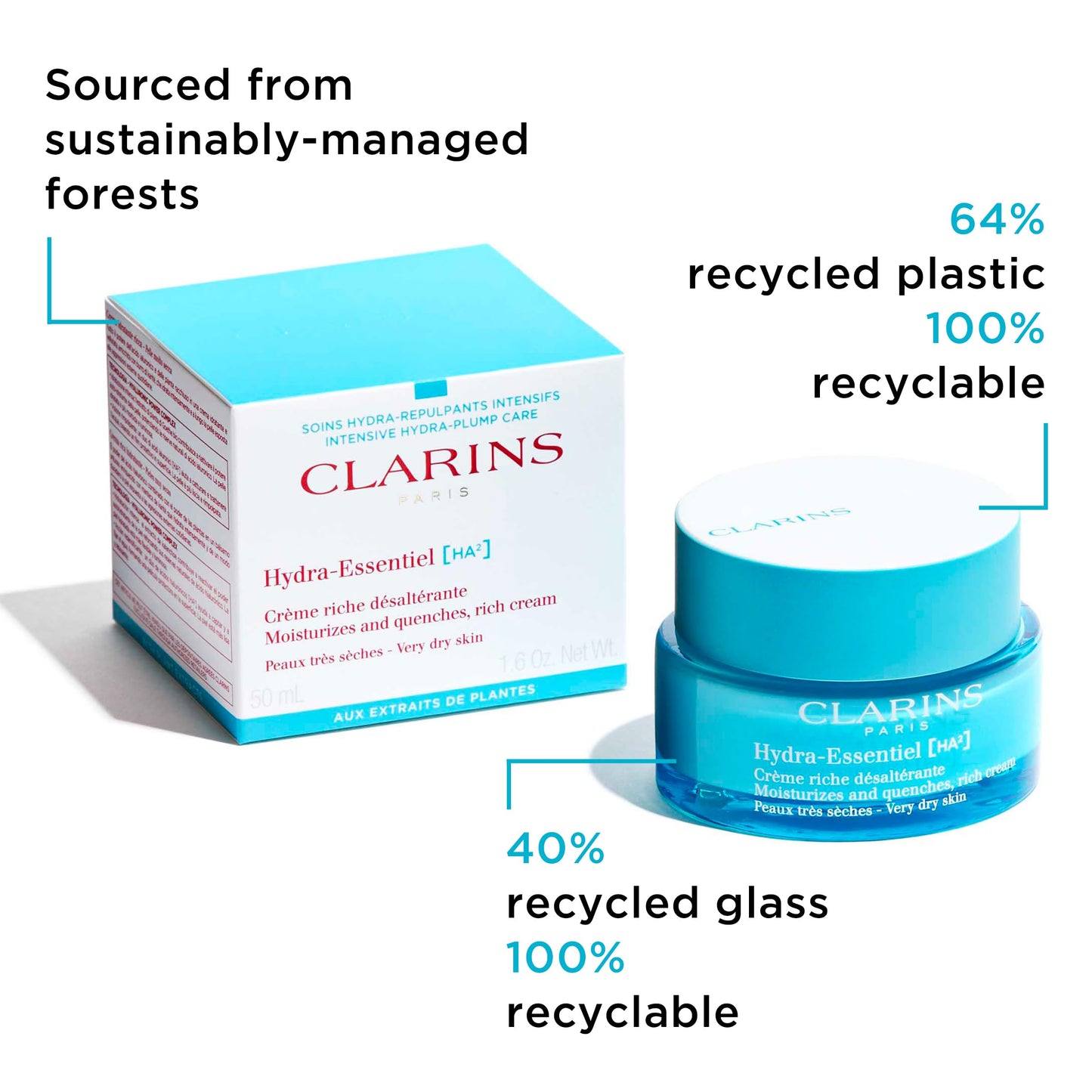 Clarins Hydra-Essentiel Rich Cream|Intensely Hydrating Moisturizer|60 Seconds to Plumper Skin*|Nourishes, Softens and Soothes|Double Dose Hyaluronic Acid|Very Dry Skin Type|1.7 Ounces