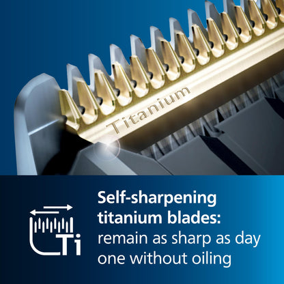 Norelco Philips Hair Clipper 9000 Series, Hair Trimmer, Auto Turbo, Dual Cut Technology, Motorized Combs, 400 Length Settings, 120 Min. Runtime, Zero Maintenance, Model HC9450/40