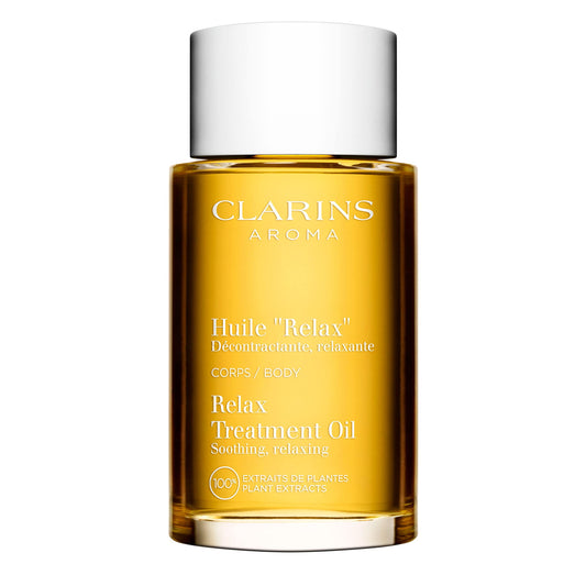 Clarins Relax Body Treatment Oil | Relaxes, Moisturizes and Soothes Aching Muscles | Relieves Stress and Fatigue | Nourished & Comfortable Skin After The First Use* | Natural 100% Plant Extracts