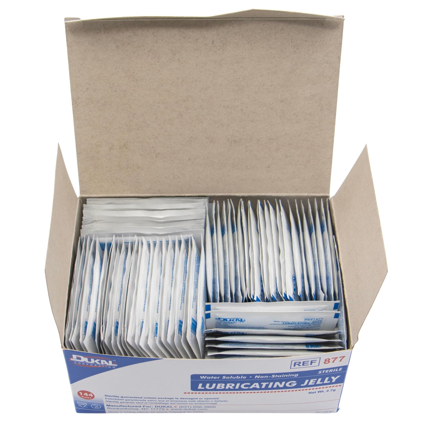 Dukal 877-BX Lubricating Jelly Foil Pack, Sterile, 3g (Box of 144)
