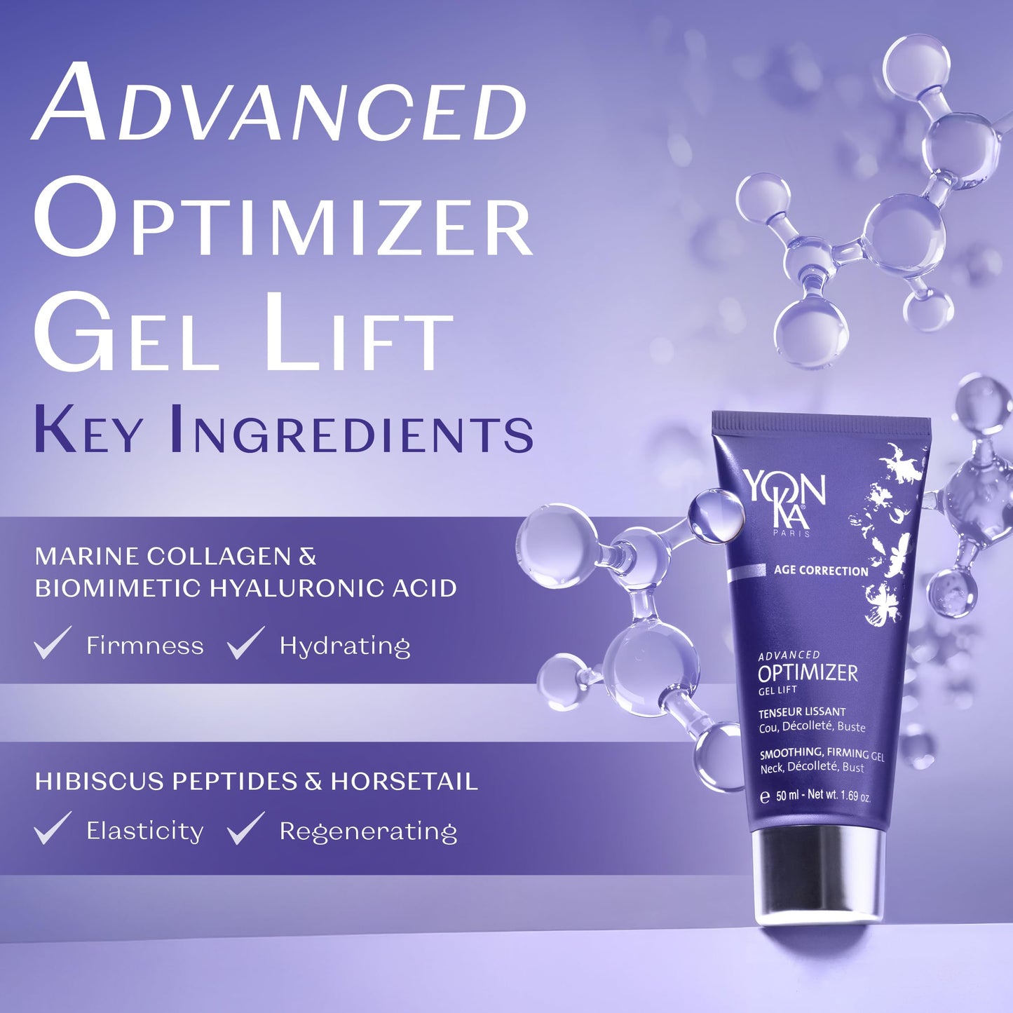 Yonka Advanced Optimizer Lift Gel | Anti-Aging Neck Cream to Shape and Tighten Skin | Marine Collagen and Hyaluronic Acid | With Lifting and Smoothing Effect | 1.69 oz