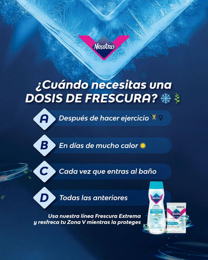 Feminine Wash Nosotras Set Intimate Soap And Wet Wipes Peppermint | Kit Jabon Intimo y Pañitos Humedos Hierbabuena Frescura Extrema-V Colombia (6.76oz - 200ml)