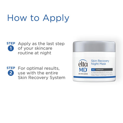 EltaMD Skin Recovery Overnight Face Mask, Moisturizer Cream Night Mask for Face & Neck, Safe for Sensitive Skin, 1.7 oz Jar