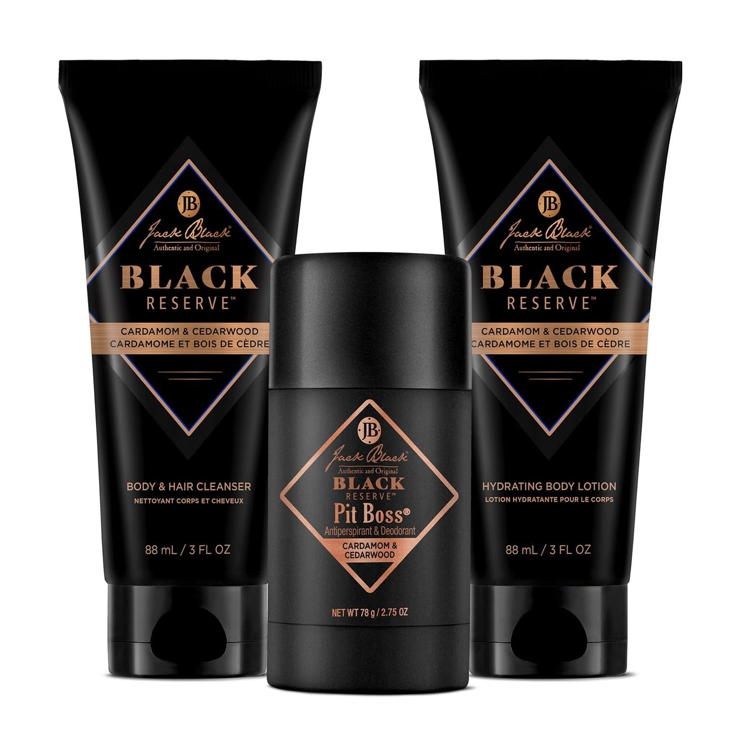 Jack Black Body Collection Set for Men - Mens Body Wash, Pit Boss Men's Deodorant, Body Lotion, Grooming Kit
