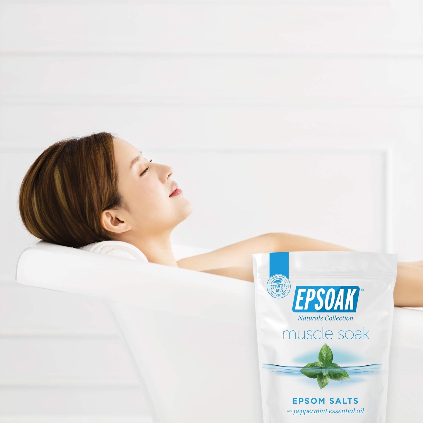 Epsoak Muscle Soak 2 lb. Magnesium Sulfate USP. Resealable Epsom Salt Bag Muscle Soak, Made in The USA, Cruelty-Free Certified