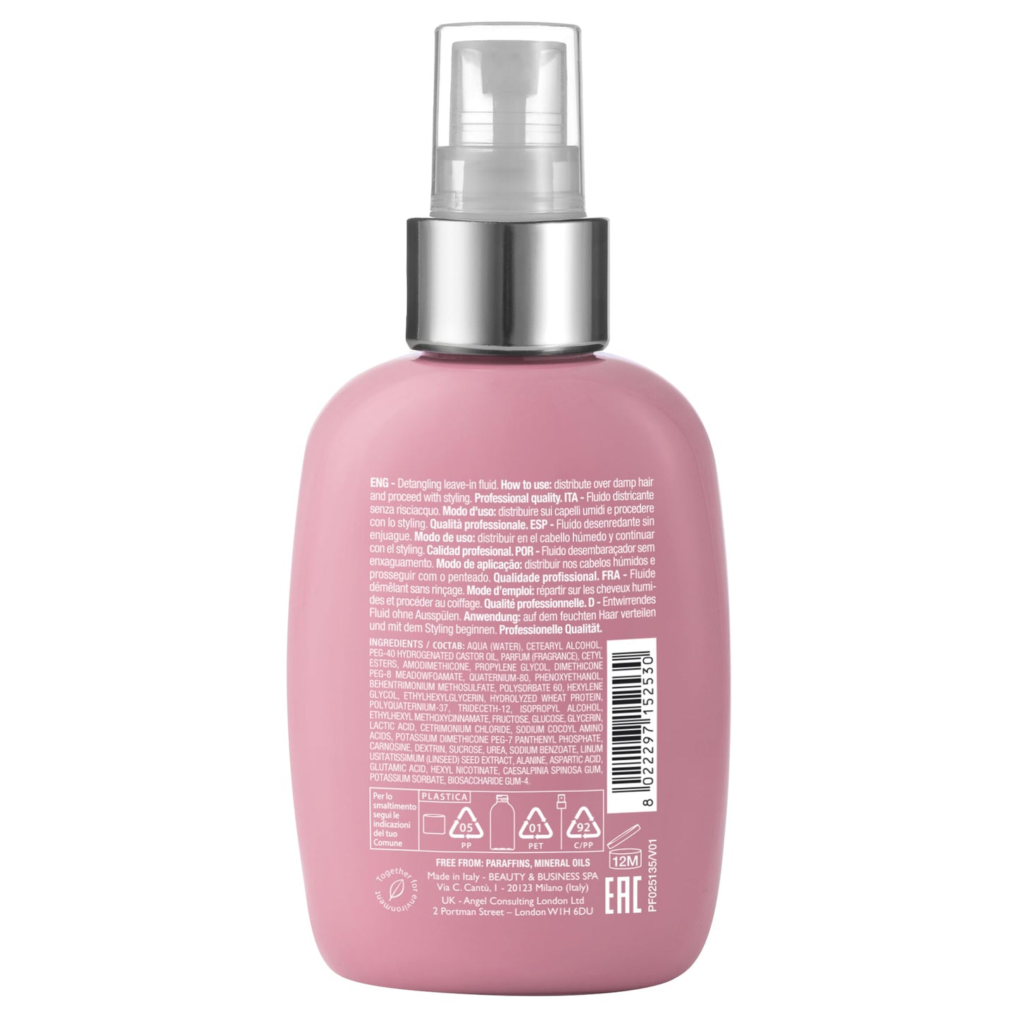 ALFAPARF MILANO Semi di Lino Moisture Nutritive Leave-In Hair Detangler Spray - Heat Protection - Professional Detangling Spray Conditioner for Dry Hair - Softens, Adds Shine (4.23 fl oz)
