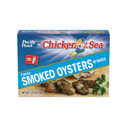 Pacific Pearl Fancy Smoked Oysters in Water 3.75 oz (Pack of 12)